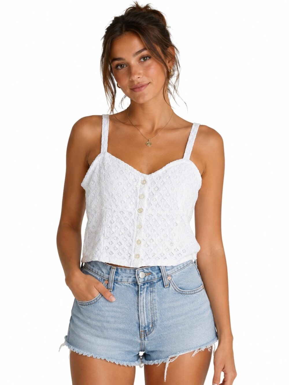 Hollister White Floral Lace Corset Camisole Size XS